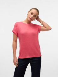 Vero Moda Koszulka w kolorze różowym rozmiar: XS. Różowe bluzki Vero Moda, xs, bez wzorów, bez kołnierzyka, bez ramiączek. Za 48.62 zł.