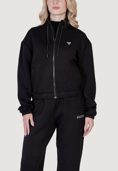 Bluza Kobieta GUESS ACTIVE CECILIA SCUBA ZIP. Czarne bluzy sportowe Guess Active, m, z aplikacjami, z lycry, bez kaptura. Za 324.60 zł.