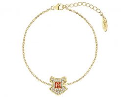 Bransoletka srebrna z cyrkoniami i emalią - Harry Potter, Hogwart, Warner Bros. Discovery. Szare bransoletki Apart, z cyrkonią, pozłacane. Za 219.00 zł.
