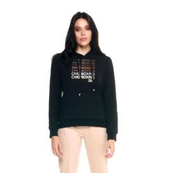 Damska bluza z kapturem Leone Winter Chic Boxing. Czarne bluzy LEONE 1947 APPAREL, l, bez wzorów, z lycry, z kapturem. W wyprzedaży za 182.75 zł.