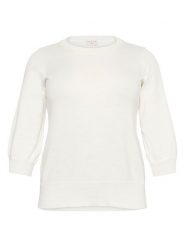 KAFFE curve Sweter w kolorze kremowym rozmiar: L. Brązowe swetry KAFFE curve, l, bez wzorów, z bawełny, bez ramiączek. Za 112.95 zł.