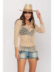 Peace & Love Sweter w kolorze kremowym rozmiar: L. Brązowe swetry Peace & Love, l, bez wzorów, bez ramiączek. Za 70.24 zł.
