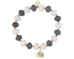 Bransoletka z mosiądzu pozłacana z jadeitami i cyrkoniami - słoń. Bransoletki Artelioni, z cyrkonią, pozłacane. Za 149.00 zł.