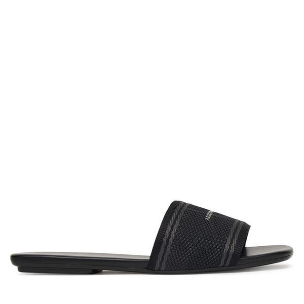 Klapki Armani Exchange. Czarne klapki Armani Exchange, bez wzorów, bez obcasa. Za 519.99 zł.