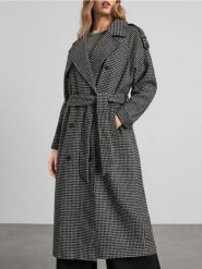 Płaszcz w kratę - wielobarwny. Płaszcze Sinsay, l, bez wzorów, z wełny, bez kaptura. Za 159.99 zł.