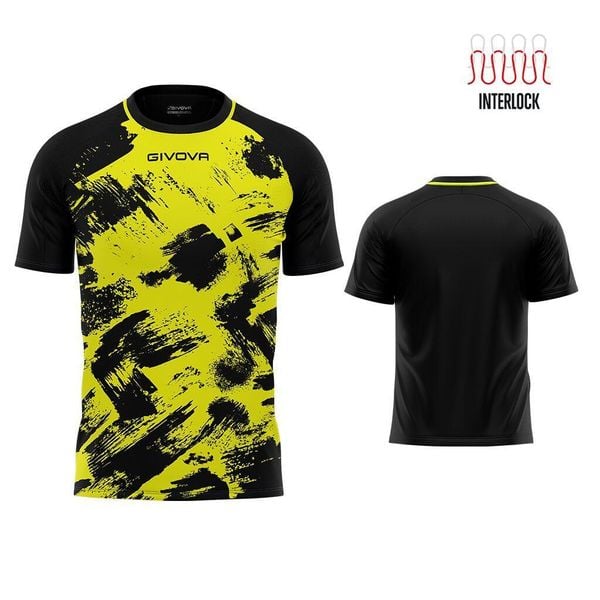 Koszulka Givova Art Sports Interlock Fluo Żółto-Czarna 3XS. Czarne bluzki Givova, xs, bez wzorów, sportowe, bez kołnierzyka, bez ramiączek. Za 181.99 zł.