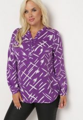 Fioletowa Bluzka w Minimalistyczny Wzór z Guzikami Ainame. Fioletowe bluzki Born2be, xl, bez wzorów, bez kołnierzyka, bez ramiączek. W wyprzedaży za 76.49 zł.