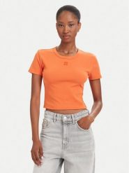 HUGO T-Shirt Delanor 50512000 Pomarańczowy Slim Fit. Brązowe t-shirty Hugo, m, bez wzorów, z bawełny, bez kołnierzyka, bez ramiączek. Za 214.99 zł.