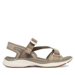 Sandały Keen. Brązowe sandały Keen, bez wzorów, z otwartym noskiem, bez obcasa, na płaskiej podeszwie, bez zapięcia. Za 449.99 zł.