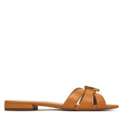 Klapki LAUREN RALPH LAUREN. Brązowe klapki Lauren Ralph Lauren, bez wzorów, bez obcasa. Za 659.99 zł.