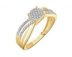 Pierścionek z żółtego złota z diamentami - 0,14 ct - próba 375. Żółte pierścionki Apart, z diamentem, złote. W wyprzedaży za 2,023.00 zł.