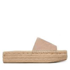 Klapki Calvin Klein. Brązowe klapki Calvin Klein, bez wzorów, bez obcasa. Za 258.99 zł.