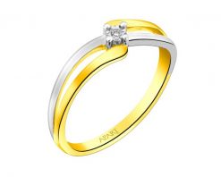 Pierścionek z żółtego złota z brylantem - 0,006 ct - próba 375. Żółte pierścionki Apart, z brylantem, złote. Za 779.00 zł.
