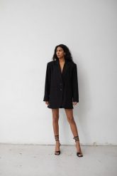 Marynarka z lnem oversize w kolorze BLACK - HARLEY-M/L. Czarne marynarki i żakiety Marsala, l, bez wzorów, z bawełny, eleganckie. Za 419.90 zł.