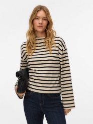 Vero Moda Sweter w kolorze beżowo-czarnym rozmiar: M. Brązowe swetry Vero Moda, m, bez wzorów, z bawełny, bez ramiączek. Za 104.99 zł.