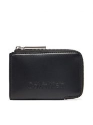 Calvin Klein Portfel damski Embossed Logo Zip Cardholder K60K613157 Czarny. Czarne portfele Calvin Klein, bez wzorów, ze skóry. Za 129.99 zł.