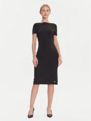 Calvin Klein Sukienka koktajlowa LV044D063G Czarny Slim Fit. Czarne sukienki Calvin Klein, bez wzorów, z syntetyku, wizytowe, bez kołnierzyka, bez ramiączek. Za 799.99 zł.