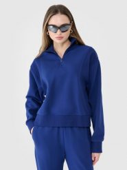 4F Bluza dresowa nierozpinana bez kaptura damska - granatowa L. Niebieskie bluzy 4f, l, bez wzorów, z bawełny, bez kaptura. W wyprzedaży za 99.99 zł.
