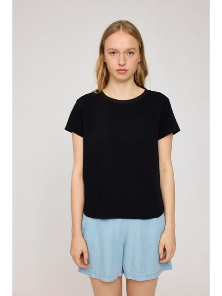 MAZINE Koszulka "Crew Neck" w kolorze czarnym rozmiar: M. Czarne bluzki MAZINE, m, bez wzorów, z wiskozy, klasyczne, bez kołnierzyka, bez ramiączek. Za 127.05 zł.