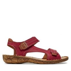 Sandały Josef Seibel. Czerwone sandały Josef Seibel, bez wzorów, bez obcasa, na płaskiej podeszwie, bez zapięcia. Za 379.99 zł.