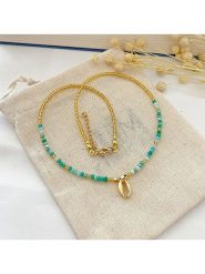 Atelier MIU Pozłacany naszyjnik z elementem ozdobnym - dł. 38 cm rozmiar: onesize. Niebieskie naszyjniki Atelier MIU, z perłą, pozłacane. Za 30.99 zł.