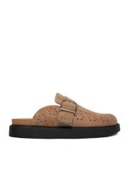 Guess Jeans Klapki EO-HY2T709-3 Beżowy. Brązowe klapki Guess Jeans, z aplikacjami, z jeansu, bez obcasa. Za 279.99 zł.