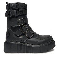 Botki Altercore. Czarne botki Altercore, bez wzorów, bez obcasa, na koturnie, bez zapięcia. Za 799.99 zł.