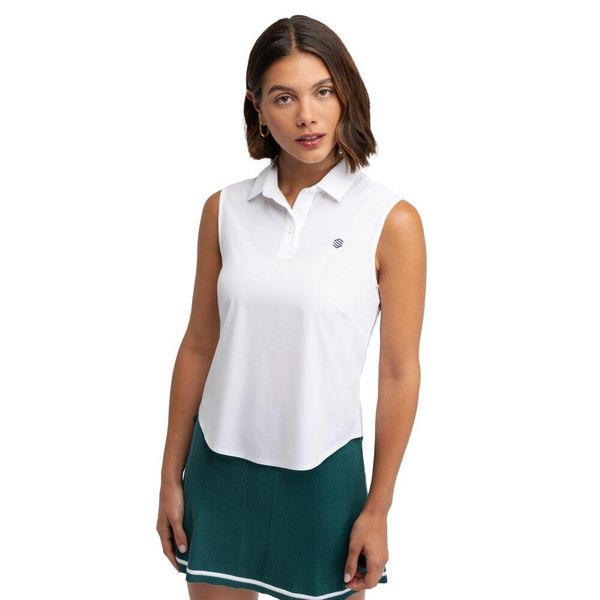 Damska techniczna golfowa koszulka polo Siroko Llorea White. Białe koszulki polo SIROKO, l, bez wzorów, z materiału, bez kołnierzyka, bez ramiączek. Za 128.00 zł.