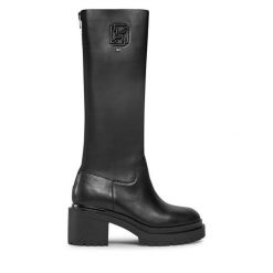 Kozaki DKNY. Czarne kozaki DKNY, bez obcasa, na słupku, bez zapięcia. Za 1,429.00 zł.