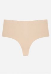 Beżowe Majtki Stringi High Waist o Bezszwowym Wykończeniu Oreasa. Brązowe stringi Renee, bez wzorów. Za 29.99 zł.