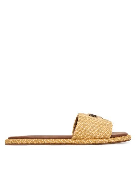 LOVE MOSCHINO Klapki JA28252G0OJR5107 Beżowy. Brązowe klapki Love Moschino, bez wzorów, z materiału, bez obcasa. Za 493.99 zł.