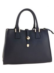 ORE10 Skórzana torebka "Mida" w kolorze granatowym - 35 x 25 x 11 cm rozmiar: onesize. Niebieskie torby na ramię ORE10, bez wzorów, z materiału, przez ramię, bez dodatków. Za 295.99 zł.