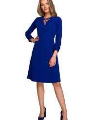 Stylove Sukienka w kolorze niebieskim rozmiar: XL. Niebieskie sukienki Stylove, xl, bez wzorów, bez kołnierzyka, bez ramiączek, midi, rozkloszowane. Za 224.52 zł.