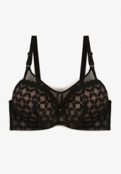 Czarno-Beżowy Biustonosz Full Cup z Efektem Push-Up w Geometryczny Wzór Boriri. Czarne biustonosze Born2be, bez wzorów. Za 39.99 zł.