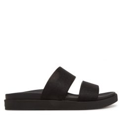 Klapki Calvin Klein. Czarne klapki Calvin Klein, bez wzorów, bez obcasa. Za 219.99 zł.