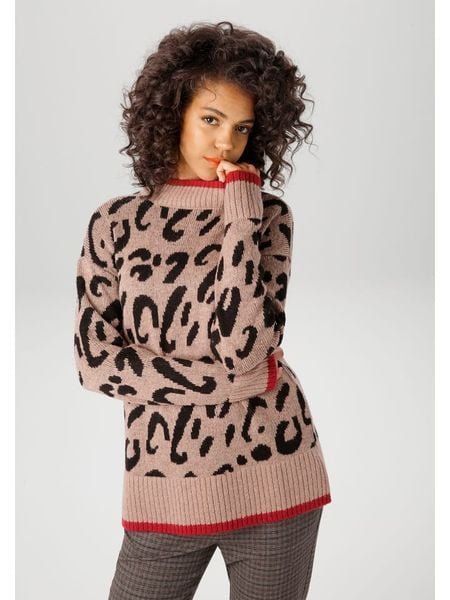 Aniston Sweter w kolorze jasnobrązowo-czarnym rozmiar: 40. Brązowe swetry Aniston, bez wzorów, bez ramiączek. Za 86.95 zł.