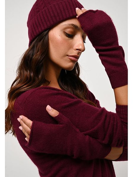 AUTHENTIC CASHMERE Kaszmirowe mitenki "Serre" w kolorze bordowym rozmiar: onesize. Czerwone rękawiczki AUTHENTIC CASHMERE, bez wzorów, z kaszmiru. Za 160.58 zł.