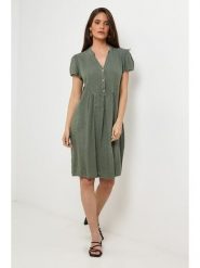 Le Monde du Lin Lniana sukienka w kolorze zielonym rozmiar: 36/38. Zielone sukienki Le Monde du Lin, bez wzorów, ze lnu, bez kołnierzyka, bez ramiączek, midi. Za 165.99 zł.
