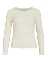 Vila Koszulka "Vizirp" w kolorze kremowym rozmiar: XS. Brązowe swetry Vila, xs, bez wzorów, z koronki, bez ramiączek. Za 56.93 zł.