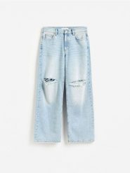 Jeansy baggy - niebieski. Niebieskie jeansy Reserved, bez wzorów. Za 159.99 zł.