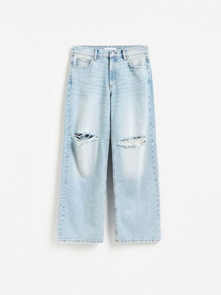 Jeansy baggy - niebieski. Niebieskie jeansy Reserved, bez wzorów. Za 159.99 zł.