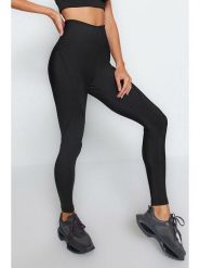 Trendyol Legginsy sportowe w kolorze czarnym rozmiar: S. Czarne legginsy Trendyol, s, bez wzorów, z podwyższonym stanem, outdoorowe. Za 98.95 zł.