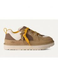 UGG Skórzane sneakersy "Lowmel" w kolorze jasnobrązowym rozmiar: 44. Brązowe trampki UGG, bez wzorów, z materiału, bez zapięcia. Za 592.19 zł.
