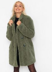 Krótki płaszcz. Zielone płaszcze bonprix, bez wzorów, z wełny, bez kaptura. Za 229.99 zł.