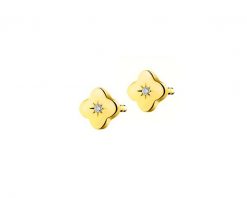 Kolczyki z żółtego złota z diamentami - kwiaty - 0,008 ct - próba 375. Żółte kolczyki Apart, z diamentem, złote. W wyprzedaży za 475.30 zł.