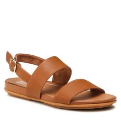 Sandały FitFlop. Brązowe sandały FitFlop, bez wzorów, bez obcasa, na płaskiej podeszwie, bez zapięcia. Za 389.99 zł.