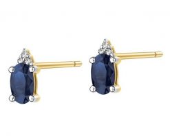 Kolczyki z żółtego złota z diamentami i szafirami - próba 375. Żółte kolczyki Apart, z diamentem, złote. Za 1,459.00 zł.