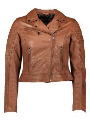 HIS Skórzana kurtka w kolorze janobrązowym rozmiar: 36. Brązowe kurtki HIS, bez wzorów, ze skóry, bez kaptura. Za 462.29 zł.