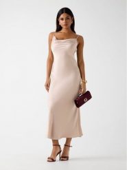 Guess Sukienka wieczorowa W6RK50 WJ732 Beżowy Classic Fit. Brązowe sukienki Guess, l, z aplikacjami, z syntetyku, wizytowe, bez kołnierzyka, bez ramiączek. Za 659.99 zł.