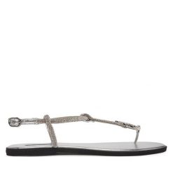 Sandały KARL LAGERFELD. Szare sandały KARL LAGERFELD, bez wzorów, bez obcasa, na płaskiej podeszwie, bez zapięcia. Za 526.99 zł.